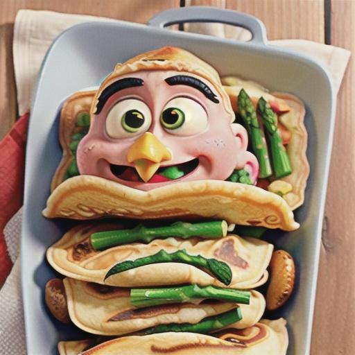 Chicken, asparagus & mushroom crepes