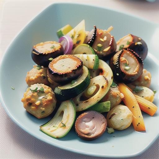 Pork and veal patties with chargrilled vegetables