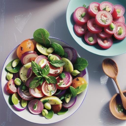 Radish, rocket and mint salad with salmon