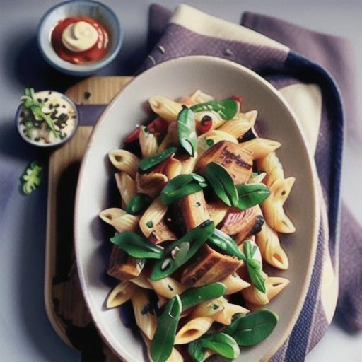 Creamy Pulled Pork Pasta with Caramelized Onions, Mushrooms and Arugula