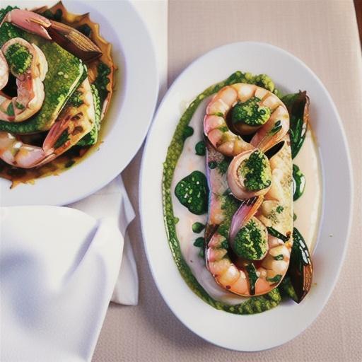 Prawn lasagne with pesto cream