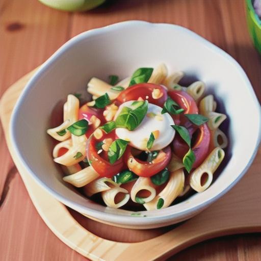Pasta with fresh tomato and mozzarella (vegetarian)
