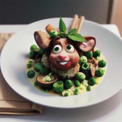 Porcini-crusted lamb with minted pea mash