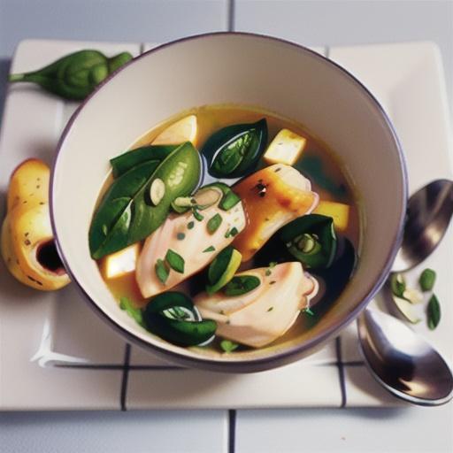Chicken, potato and spinach soup