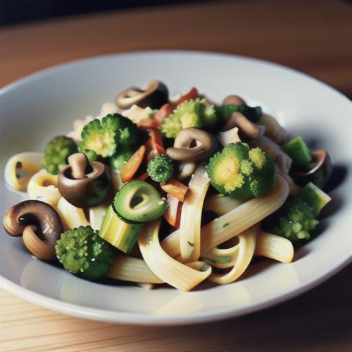 Spaghetti with Broccoli and Mushrooms