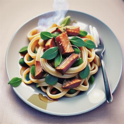 Smoked salmon and rocket linguini