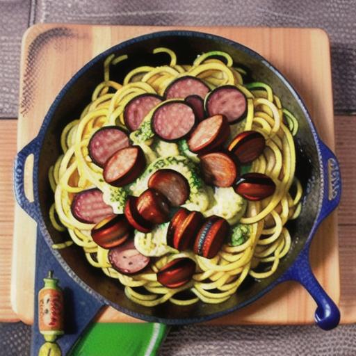 Pesto Spaghetti Squash Skillet with Hillshire Farm® Smoked Sausage
