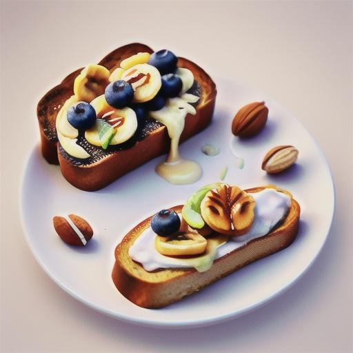 Sourdough toast with nut butter, banana and blueberries