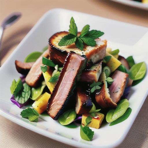 Crisp pork belly salad with mint and coriander