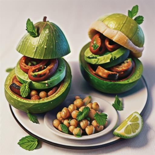 Avocado pitas with spiced chickpeas