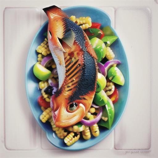 Piri piri fish with charred corn salad