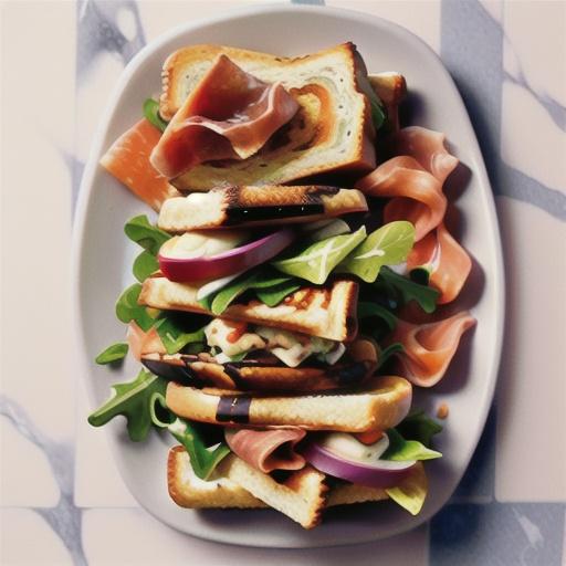 Grilled cheese, prosciutto and anchovy panini