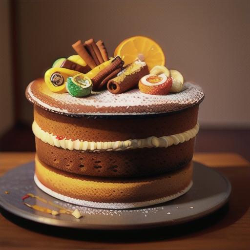 Cinnamon drizzle cake with candied orange