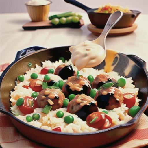 Meatballs and Creamy Rice Skillet Supper