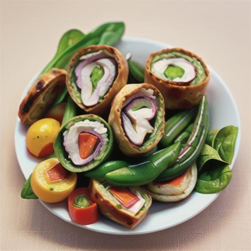 Low-fat chicken spinach rolls with green beans