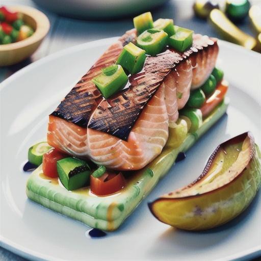 Baked salmon with salsa verde