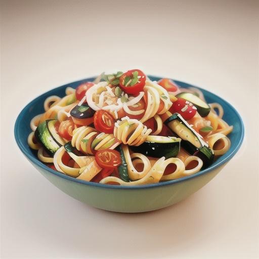 Spaghetti with zucchini and cherry tomatoes