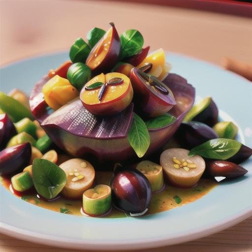 Chinese spiced plum duck with steamed choy sum