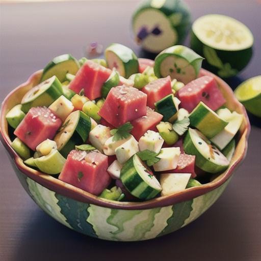Watermelon Salad with Cotija, Jicama, and Lime