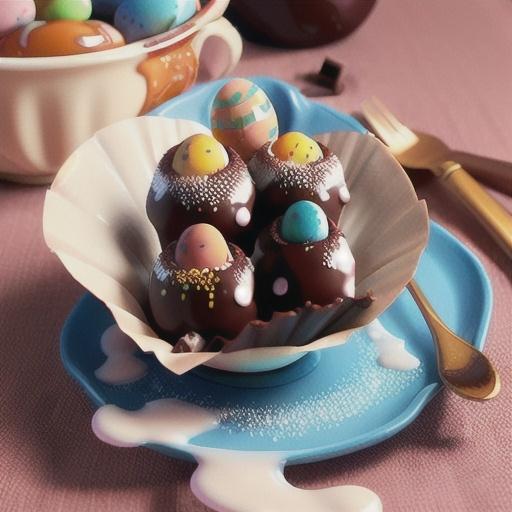 Soft-centred chocolate Easter egg puddings