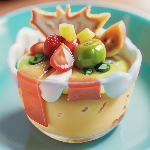 Panna cotta with pawpaw in lime syrup