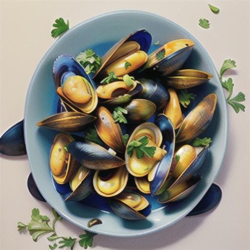Garlic mussels with tomato and parsley