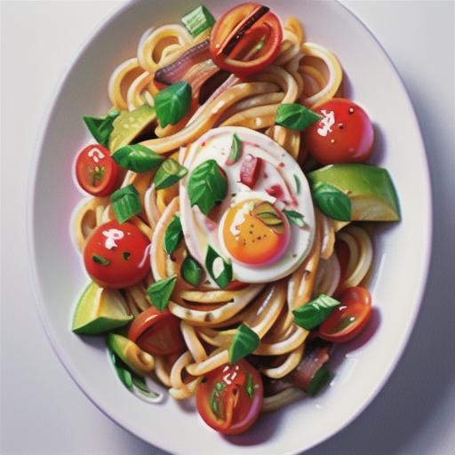 Spaghetti with Tomatoes, Bacon, and Eggs