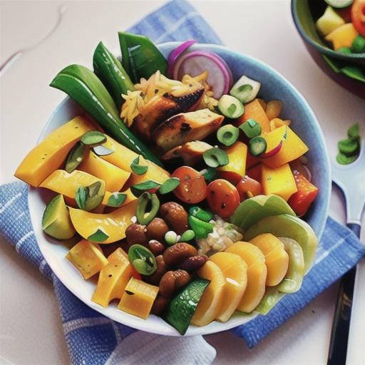 Speedy curried chicken and mango rice bowl
