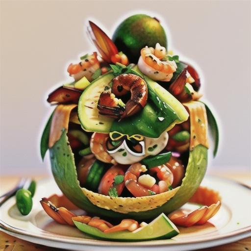 Avocado, prawn and scallop salad