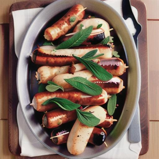 Maple-roasted pork sausages with apple and sage