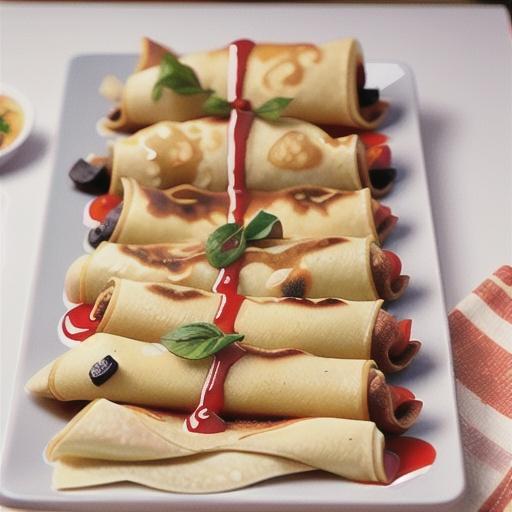 Crepes filled with spicy mince