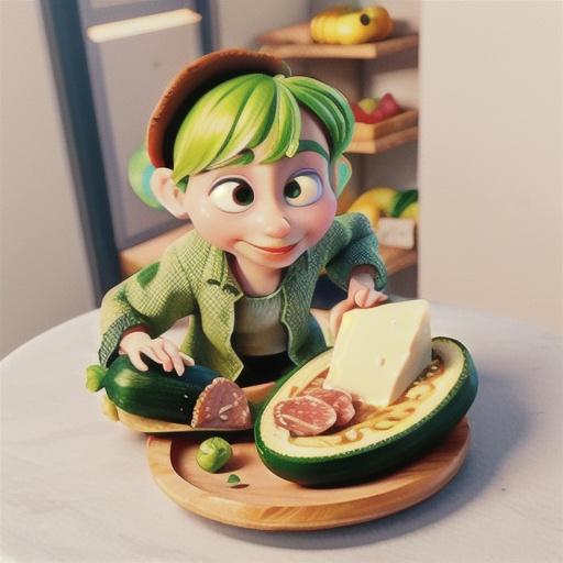 Zucchini, fontina and salami twist