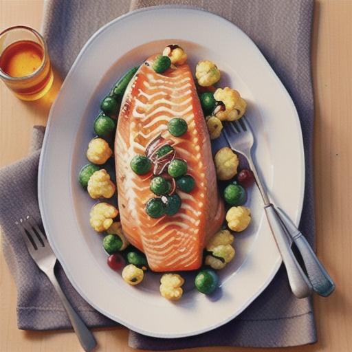 Salmon with roasted cauliflower and currant brown butter