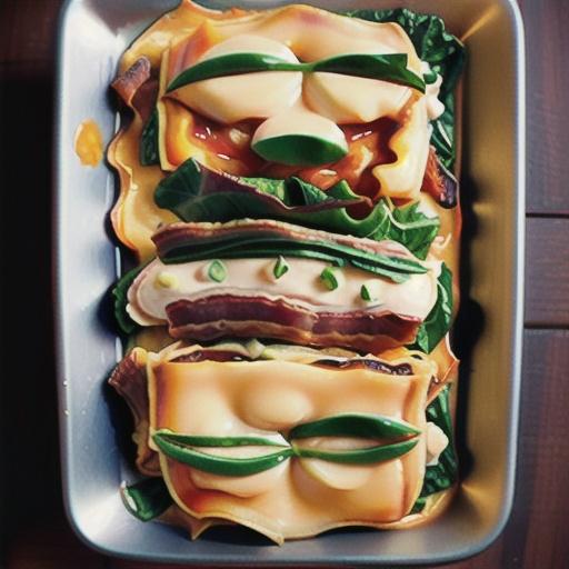 Lasagne with kale and bacon
