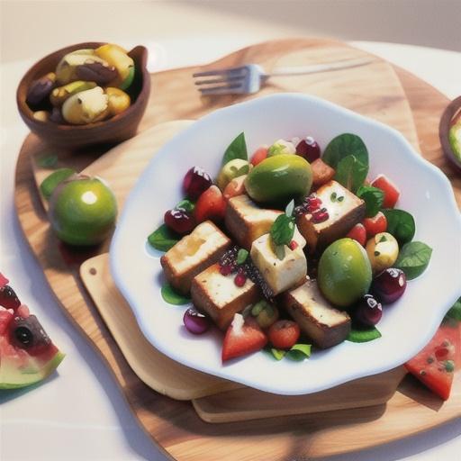 Bread, watermelon & halloumi salad