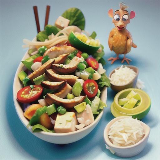 Thai chicken chopped salad with rice noodles