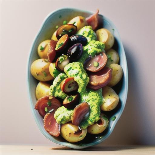 Potato salad with pesto and crispy pancetta recipe