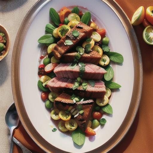 Minute steaks with romesco salad