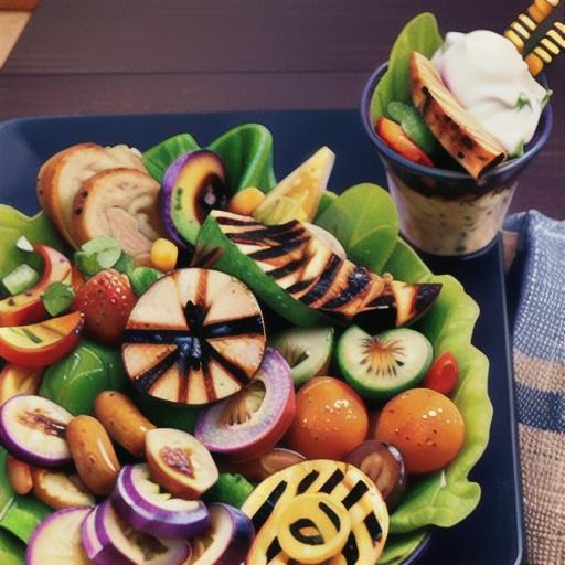 Grilled Chicken Salad with Seasonal Fruit