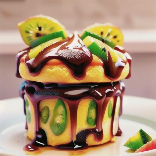 Kiwi and lime syrup cakes