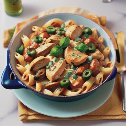 Chicken and mushroom pasta bake