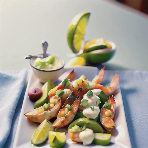 Butterflied prawns with lime mayonnaise