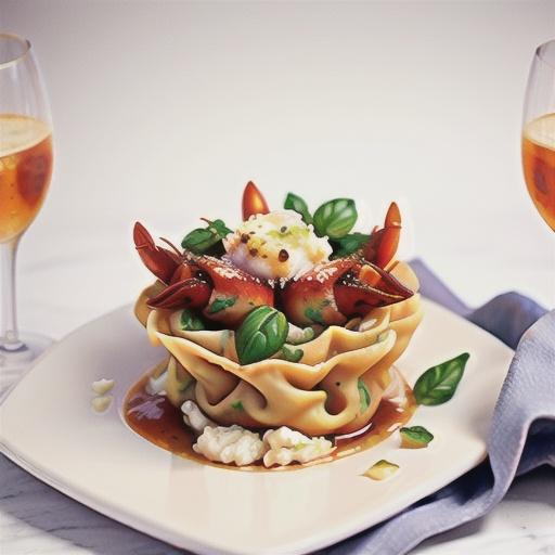Lobster and ricotta tortelloni with prosecco & tomato sauce
