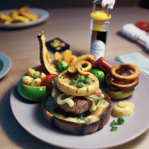 Rib-eye with provencale butter and onion rings