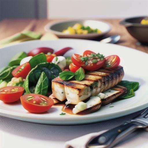 Grilled Cod with Spinach and Tomatoes