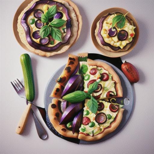 Middle Eastern eggplant and zucchini ribbon pizza with dukkah