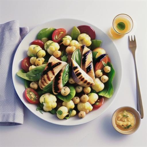 Chargrilled chicken with cauliflower and chickpea salad