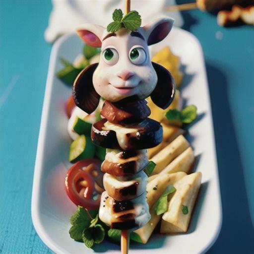 Lamb and haloumi skewers with mint aioli
