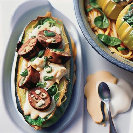 Stuffed Spaghetti Squash with Sausage and Spinach
