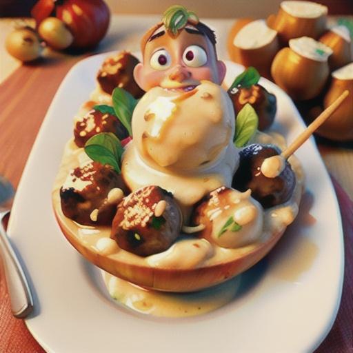 Creamy Roasted Garlic and Onion Meatballs